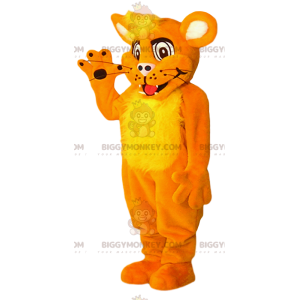 Orangefarbenes Löwenjunges BIGGYMONKEY™ Maskottchenkostüm.