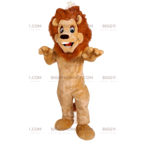 Lion BIGGYMONKEY™ mascot costume with a beautiful mane. lion