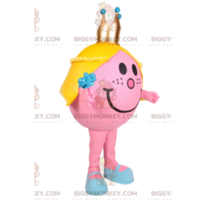 Disfraz de mascota BIGGYMONKEY™ Niña rosa redonda con corona