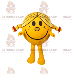BIGGYMONKEY™ Liten flicka rund gul maskotdräkt med söta täcken