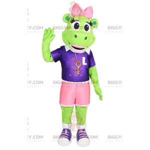 Kostium maskotki z neonowo-zieloną krową BIGGYMONKEY™. kostium
