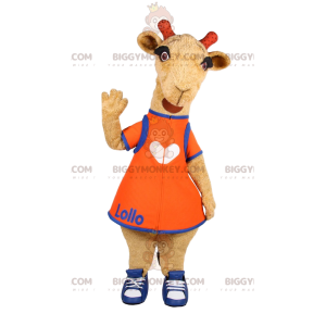 Little Giraffe BIGGYMONKEY™ Mascot Costume with Orange Dress -
