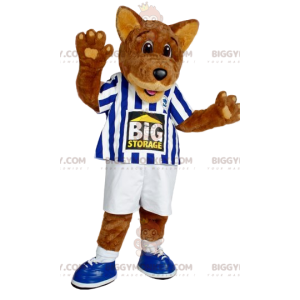 BIGGYMONKEY™ mascot costume of red wolf in working clothes.