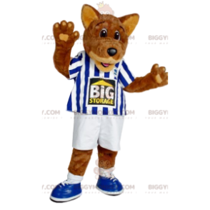 BIGGYMONKEY™ mascot costume of red wolf in working clothes.