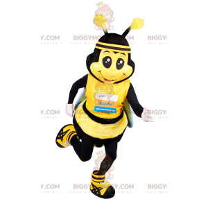 Costume de mascotte BIGGYMONKEY™ d'abeille en tenue de sport.
