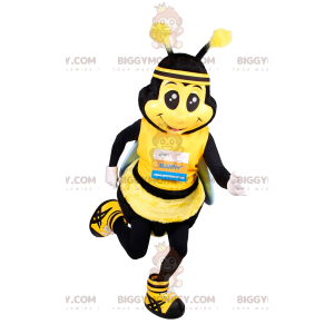 Traje de mascote Bee BIGGYMONKEY™ em roupas esportivas.