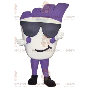 BIGGYMONKEY™ White and Purple Snowman Mascot Costume with