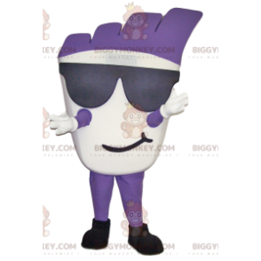 BIGGYMONKEY™ Witte en paarse sneeuwpop mascottekostuum met