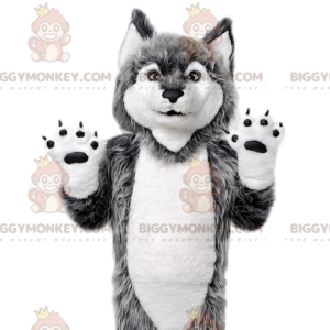 Costume da mascotte lupo grigio BIGGYMONKEY™. Costume da lupo