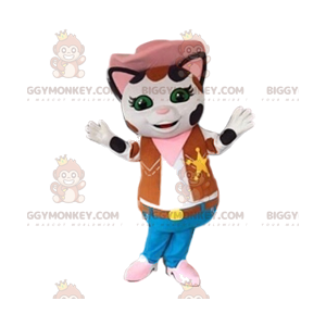 BIGGYMONKEY™ Cat Mascot Costume in Sheriff Outfit. pussy