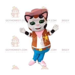 BIGGYMONKEY™ Cat Mascot Costume in Sheriff Outfit. pussy