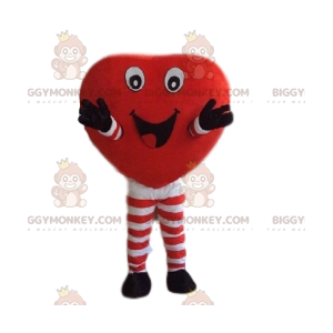 Rött hjärta Stort leende BIGGYMONKEY™ maskotdräkt - BiggyMonkey