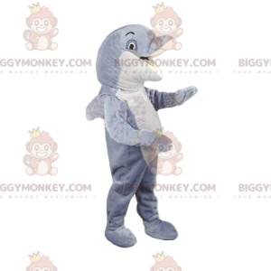 White and Gray Dolphin BIGGYMONKEY™ Mascot Costume. dolphin