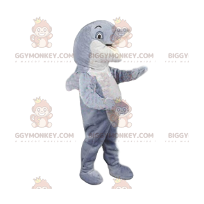 White and Gray Dolphin BIGGYMONKEY™ Mascot Costume. dolphin