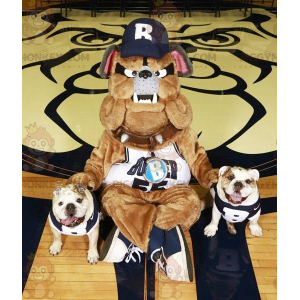 Realistico costume mascotte Bulldog marrone grigio e nero