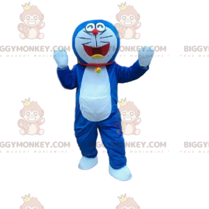 Blau-weiße Katze BIGGYMONKEY™ Maskottchen-Kostüm. Katzenkostüm