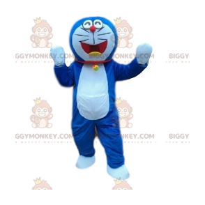 Blau-weiße Katze BIGGYMONKEY™ Maskottchen-Kostüm. Katzenkostüm
