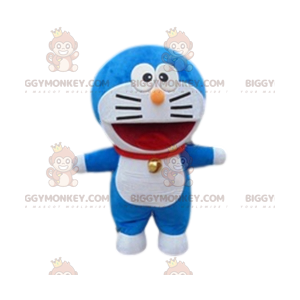 Blau-weiße Katze BIGGYMONKEY™ Maskottchen-Kostüm. Katzenkostüm