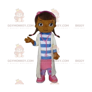 BIGGYMONKEY™ mascot costume of little girl in doctor's outfit.