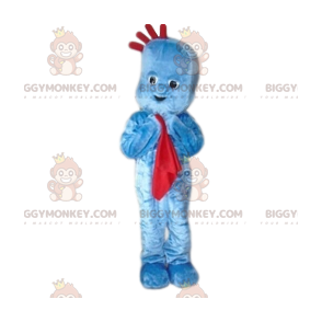 BIGGYMONKEY™ Mascot Costume Blue Snowman with Red Blankie -