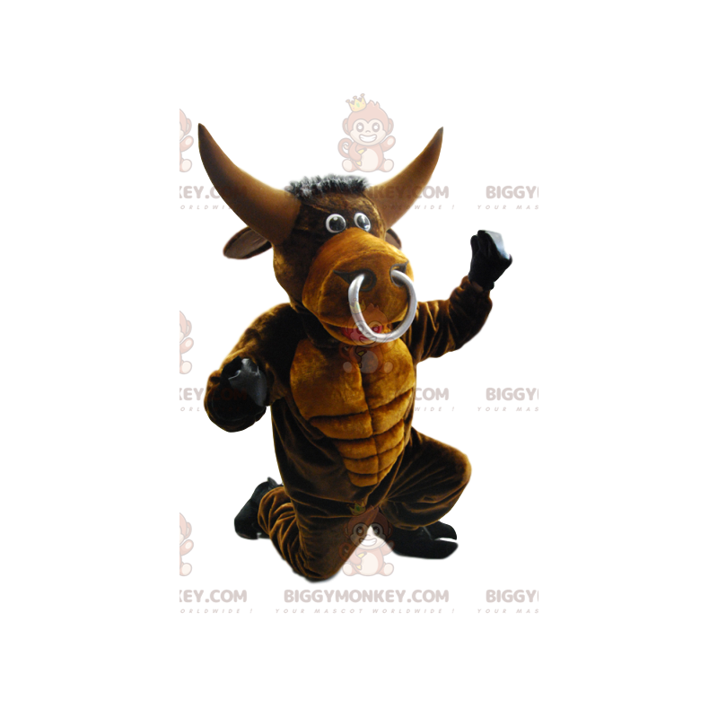 Costume da mascotte Bull BIGGYMONKEY™ con grande anello del Costume da mascotte Bull BIGGYMONKEY™ con grande anello del