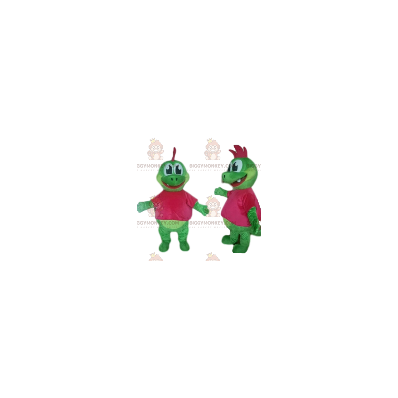Kostým maskota zeleného dinosaura BIGGYMONKEY™ s roztomilým Kostým maskota zeleného dinosaura BIGGYMONKEY™ s roztomilým