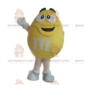 Costume de mascotte BIGGYMONKEY™ de M&M'S jaune super joyeux -