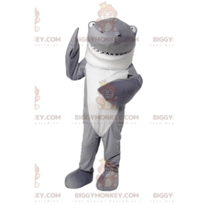 Gray and White Shark BIGGYMONKEY™ Mascot Costume. shark costume