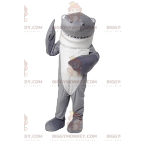 Kostým maskota šedého a bílého žraloka BIGGYMONKEY™. kostým žraloka - Rybí maskoti - BIGGYMONKEY_012254 - BiggyMonkey.com