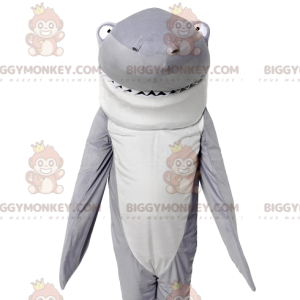 Gray and White Shark BIGGYMONKEY™ Mascot Costume. shark costume