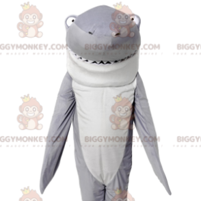 Gray and White Shark BIGGYMONKEY™ Mascot Costume. shark costume