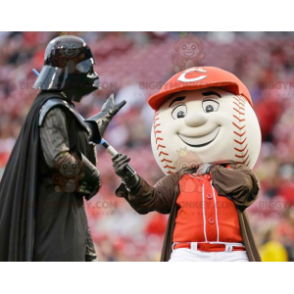 Weißes und rotes Baseball-BIGGYMONKEY™-Maskottchen-Kostüm -