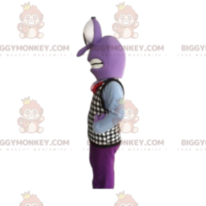 Purppura lumiukko BIGGYMONKEY™ maskottiasu ja ruudullinen villapaita - Miesten maskotit - BIGGYMONKEY_012257 - BiggyMonkey.com