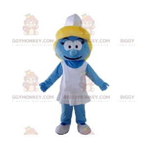 Blue Smurfette BIGGYMONKEY™ Mascot Costume with White Beanie -