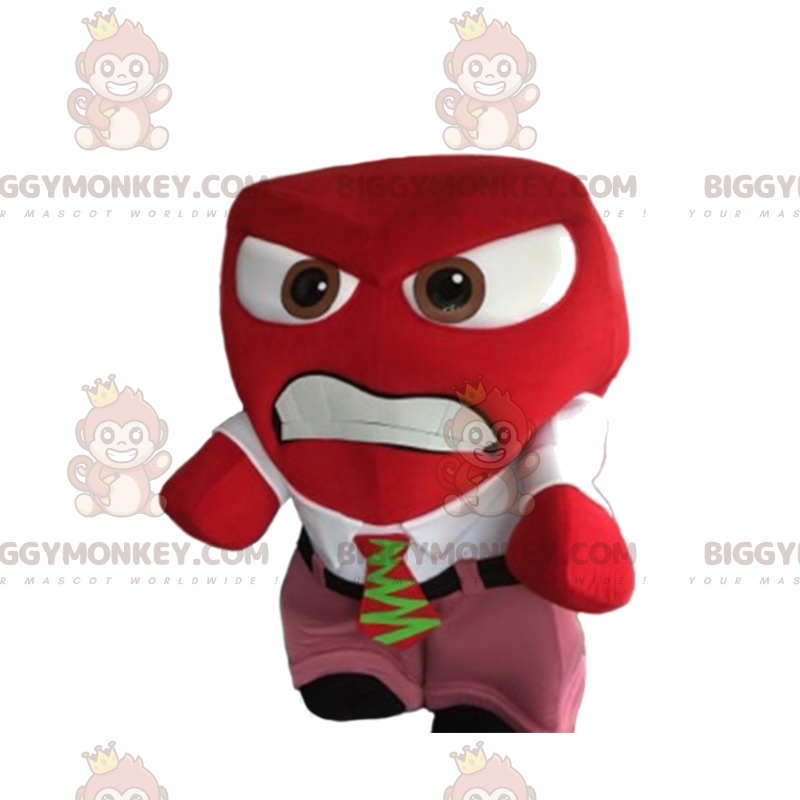 Traje de mascote BIGGYMONKEY™ homem vermelho agressivo com Traje de mascote BIGGYMONKEY™ homem vermelho agressivo com