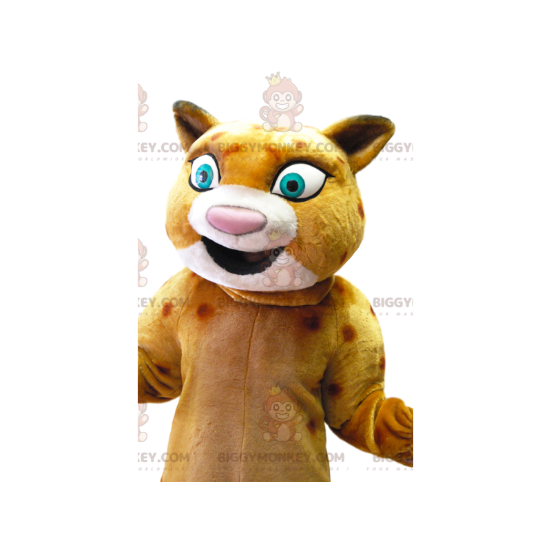 Disfraz de mascota leopardo BIGGYMONKEY™ con gran sonrisa Disfraz de mascota leopardo BIGGYMONKEY™ con gran sonrisa
