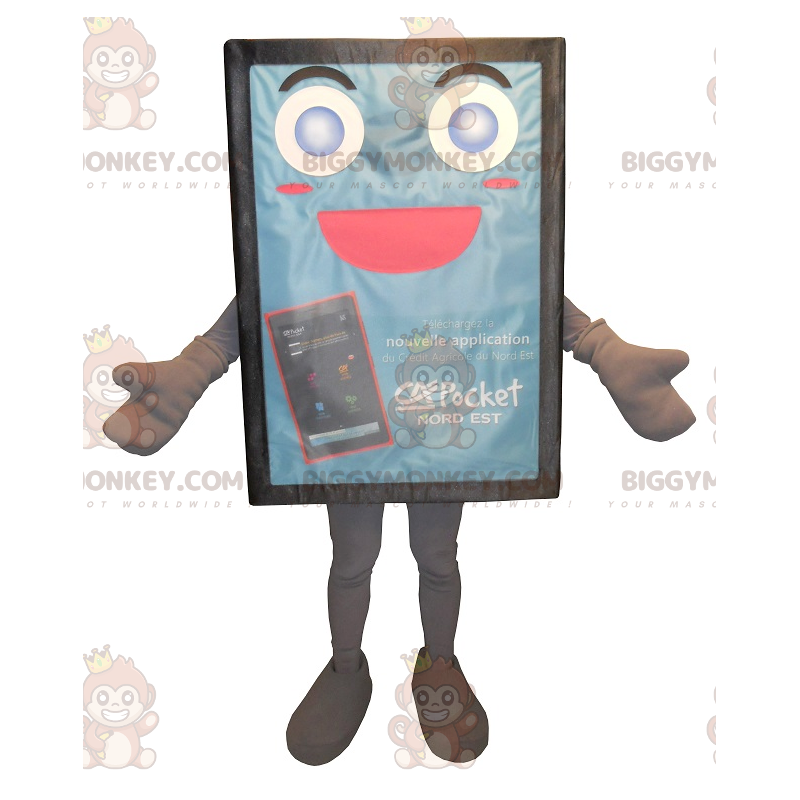 Cute Blue Billboard BIGGYMONKEY™ Mascot Costume - Cute Blue Billboard BIGGYMONKEY™ Mascot Costume -
