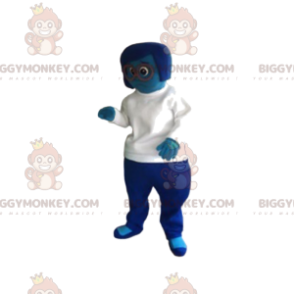 Disfraz de mascota BIGGYMONKEY™ de mujer azul con camiseta