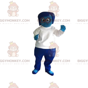 Disfraz de mascota BIGGYMONKEY™ de mujer azul con camiseta