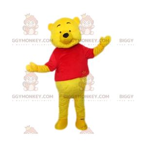 Kostým medvídka Pú BIGGYMONKEY™, maskot, Pú s červeným tričkem