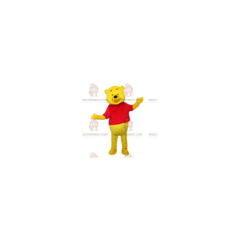 Nalle Puh BIGGYMONKEY™ maskotdräkt, Puh med en röd T-shirt - Nalle Puh BIGGYMONKEY™ maskotdräkt, Puh med en röd T-shirt -