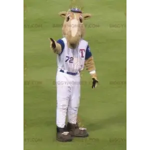 BIGGYMONKEY™ Mascot Costume Brown Camel In Baseball Outfit -
