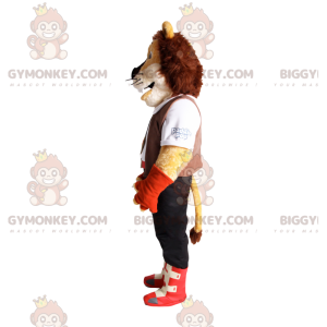 BIGGYMONKEY™ lejonmaskotdräkt med byxor och vit skjorta -