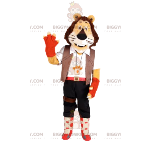 BIGGYMONKEY™ lion mascot costume with pants and white shirt -
