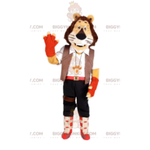 Traje de mascote de leão BIGGYMONKEY™ com calça e camisa branca
