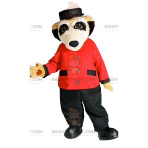 Traje de mascote BIGGYMONKEY™ cão preto e branco com roupa de