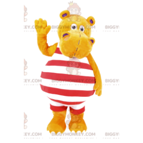 Disfraz de mascota BIGGYMONKEY™ Hipopótamo amarillo en traje de