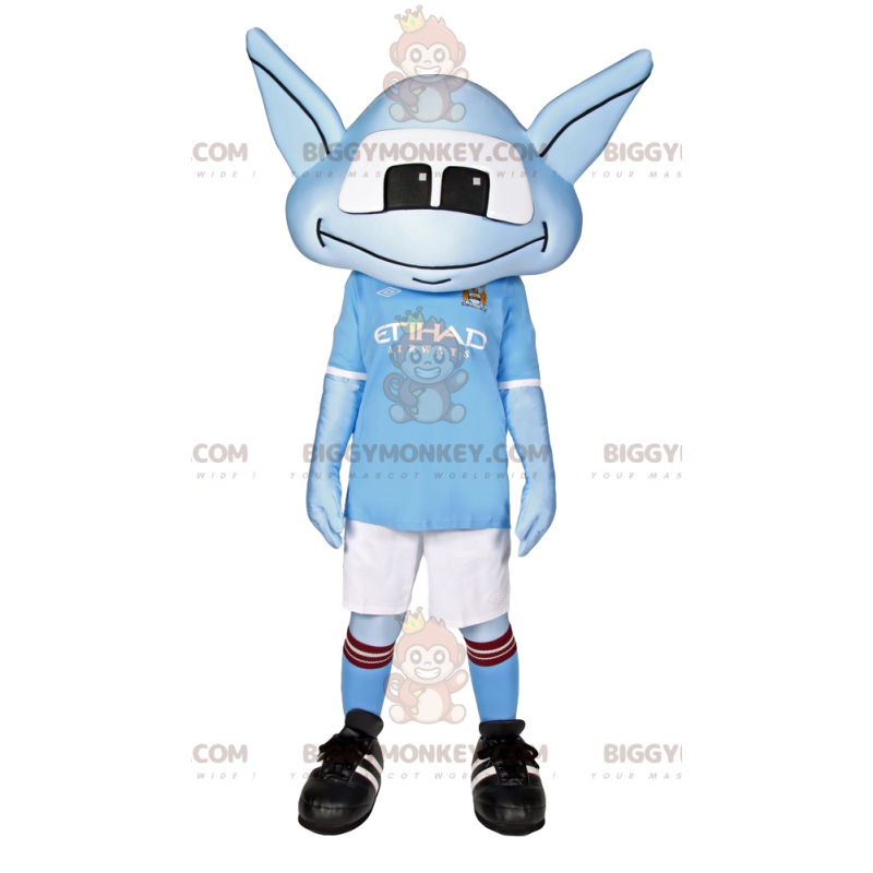 Little Blue Alien BIGGYMONKEY™ mascottekostuum in sportkleding Little Blue Alien BIGGYMONKEY™ mascottekostuum in sportkleding