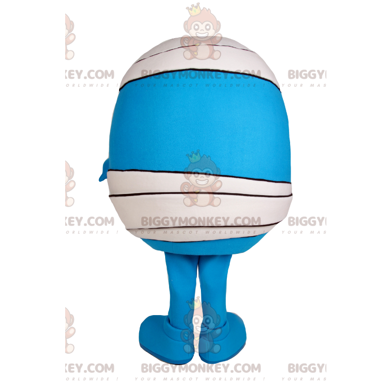 BIGGYMONKEY™ Lille rund blå mandsmaskotkostume med bandage - BIGGYMONKEY™ Lille rund blå mandsmaskotkostume med bandage -