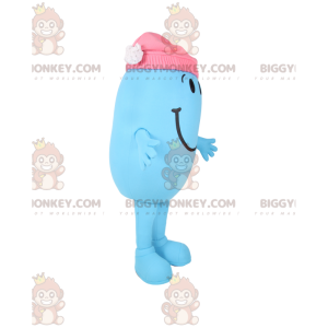 BIGGYMONKEY™ Mascot Costume Small Blue Oval Man With Pink